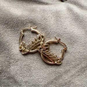 Gucci like Gold-Tone Script Hoop Earrings